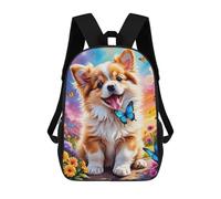sinyumoney Floral Paradise with Cute Puppy Mochila Escolar, Mochila Para Portátil, Mochila Para Adolescentes, Niñas, Niños, Mujeres Y Hombres 17inch