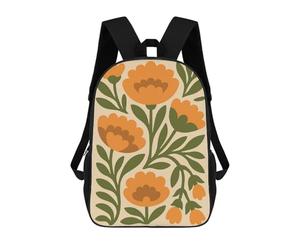 sinyumoney Floral Pattern with Orange Flowers Mochila Infantil Para Niñas, Mochila Escolar 3D, Mochila Para Niños Pequeños, Mochila Informal De Día, Mochila Escolar De Moda 17inch