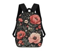 sinyumoney Floral Pattern with Red And Pink Poppies Mochila Escolar Mochilas Escolares Para Niñas Y Niños Mochila Con Bolsillo Mochila Escolar De Moda Para Niños 17inch
