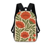 sinyumoney Floral Pattern with Red Flowers Mochila Infantil Para Niñas Y Niños, Mochila De Día, Escuela Primaria, Perfecta Para La Vuelta Al Cole O Educación Física, Regalos Y Viajes 17inch