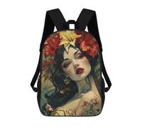 sinyumoney Floral Portrait of A Woman Mochila, Mochila Infantil, Mochila Escolar Para Estudiantes, Mochila Para Libros, Mochila Escolar Impresa En 3D Para Niños Y Niñas 17inch