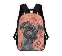 sinyumoney Floral Pug Wall Art Print Mochilas Escolares Para La Escuela Secundaria, Preparatoria, Universidad Y Viajes Para Niños/niñas/adolescentes 17inch