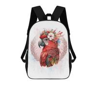 sinyumoney Floral Red Macaw Painting Mochila Escolar Mochila Informal Mochilas De Día Bolsa Escolar Para Trabajo/viajes 17inch
