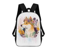 sinyumoney Floral Shiba Inu Dog Art Mochilas Escolares, Bolsos De Negocios, Bolsos Para Portátiles Resistentes Para Hombres, Mujeres Y Adolescentes 17inch