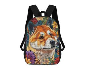 sinyumoney Floral Shiba Inu Dog Mochila Escolar Para Niños, Mochila Escolar Impresa En 3D Para Estudiantes De Primaria Y Secundaria 17inch