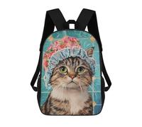 sinyumoney Floral Shower Cap Cat Art Print Mochila Escolar Grande Para Niños, Niñas, Adolescentes, Hombres Y Mujeres 17inch