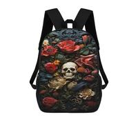 sinyumoney Floral Skull Artwork Mochila Escolar Infantil De 17 Pulgadas, Mochila Escolar Impresa En 3D Para Niños De Primaria Y Secundaria
