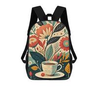 sinyumoney Floral Teacup Illustration Mochila Escolar Impresa En 3D Mochilas Informales Para Niños Mochila Escolar Impresa En 3D Para Niños De Primaria Y Secundaria 17inch