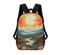 sinyumoney Floral Valley Landscape with River And Sun Mochila Impresa En 3D Para Niños, Mochila Escolar, Mochilas De Viaje Para Niños, Bolsas De Libros De Alta Capacidad, Mochila Infantil 17inch