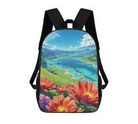 sinyumoney Floral Valley with Lake And Mountains Mochila Infantil, Mochila Escolar De Gran Capacidad Para Estudiantes, Mochila Para Libros, Mochila Para Niños, Niñas, Adultos Y Adolescentes 17inch