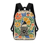 sinyumoney Floral Vinyl Fair California Poster Mochila Escolar Infantil De 17 Pulgadas Con Estampado 3D De Películas De Anime Para Niños, Mochila De Viaje, Mochila Escolar Infantil