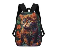 sinyumoney Floral Whimsy A Cat's Tale Mochila Escolar Impresa En 3D Para Niños Y Niñas, Mochila Escolar, Mochila De Viaje Para Niños 17inch
