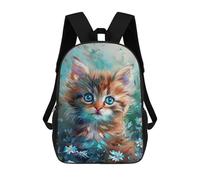 sinyumoney Floral Whiskers Cute Kitten Artwork Mochila Escolar Infantil De 17 Pulgadas, Impresa En 3D, Estilo Casual, Para Niños, Ideal Para Viajes, Como Mochila Escolar O Para Llevar Libros.
