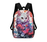 sinyumoney Floral Whispers Cat Mochilas Para Niños Mochila Escolar Mochila Escolar Impresa En 3D Para Niños Estudiantes De Primaria Y Secundaria 17inch