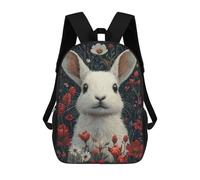 sinyumoney Floral White Bunny Mochila Escolar Mochilas Escolares Para Niñas Y Niños Mochila Con Bolsillo Mochila Escolar De Moda Mochila Infantil 17inch