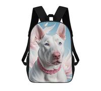 sinyumoney Floral White Dog Necklace Mochila Escolar Mochila De Día Mochila De Negocios Mochila Impermeable Para Libros Para Niños/Niñas/Adolescentes 17inch