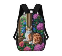 sinyumoney Floral Window Cat Art Print Mochilas Escolares Para La Escuela Secundaria, Preparatoria, Universidad Y Viajes Para Niñas Y Adolescentes 17inch