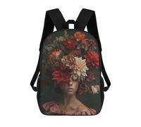 sinyumoney Floral Woman Head Flower Mochila Escolar Infantil Impresa En 3D Para Niños, Mochilas De Viaje, Bolsas Para Libros Para Niños Estudiantes De Primaria 17inch
