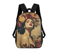 sinyumoney Floral Woman Portrait with Butterfly Mochila Escolar Impresa En 3D Mochilas Informales Para Niños Mochila Escolar Impresa En 3D Para Niños De Primaria Y Secundaria 17inch