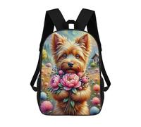 sinyumoney Floral Yorkshire Terrier Fantasy Mochila Escolar Infantil De 17 Pulgadas Con Estampado 3D, Mochila Moderna Para Niños, Mochilas De Viaje, Bolsas Para Libros, Mochila Escolar Infantil