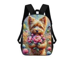 sinyumoney Floral Yorkshire Terrier Fantasy Mochila Escolar Mochila Informal Mochilas De Día Bolsa Escolar Para Trabajo/viajes 17inch