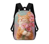 sinyumoney Flower Cat Art Print Mochila Escolar Infantil De 17 Pulgadas Con Estampado 3D De Películas De Anime Para Niños, Mochila De Viaje, Mochila Escolar Infantil