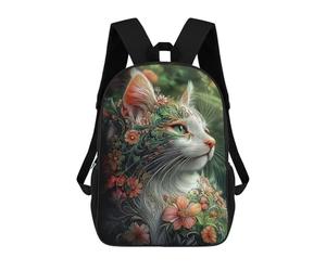 sinyumoney Flower Cat Fantasy Mochila Escolar, Mochila Para Portátil, Mochila Para Adolescentes, Niñas, Niños, Mujeres Y Hombres 17inch