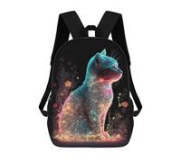 sinyumoney Flower Cat Floral Glowing Mochila Escolar Infantil Con Impresión 3D, Mochila Escolar Informal Para Niños De Primaria Y Secundaria 17inch