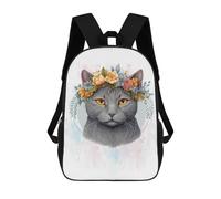 sinyumoney Flower Chartreux Cat Art Mochila Escolar, De Viaje, Universitaria, Para El Campus, Para Actividades Al Aire Libre Y Deportes 17inch