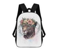 sinyumoney Flower Jaguar Painting Mochila Escolar Secundaria Informal Para Viajes Para Niños/niñas/adolescentes 17inch