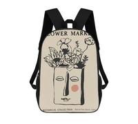 sinyumoney Flower Market Botanical Collection Art Print Mochila Escolar Infantil De 17 Pulgadas, Mochila Escolar Impresa En 3D Para Niños De Primaria Y Secundaria