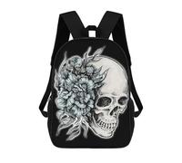 sinyumoney Flower Skull Right Side Mochila Escolar Infantil Impresa En 3D Para Niños, Mochilas De Viaje, Bolsas Para Libros Para Niños Estudiantes De Primaria 17inch
