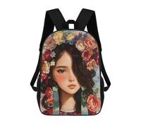 sinyumoney Flowers And Girl Mochila Escolar Infantil Con Impresión 3D, Mochila Escolar Informal Para Niños De Primaria Y Secundaria 17inch