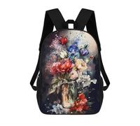 sinyumoney Flowers Red Blue White Art Mochila Escolar Para Niños, Mochila Escolar Impresa En 3D Para Estudiantes De Primaria Y Secundaria 17inch