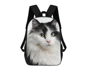 sinyumoney Fluffy Black & White Cat Mochilas Infantiles Impresas En 3D De 17 Pulgadas. Mochila Escolar Informal Impresa En 3D Para Niños De Primaria Y Secundaria.
