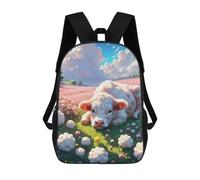 sinyumoney Fluffy Cow Fantasy Meadow Mochila Escolar Para Niñas 17inch Mochila Informal Ligera Para Niños Y Niñas, Ideal Para Estudiantes De Secundaria