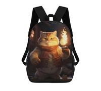 sinyumoney Fluffy Cute Cat Fire Torch Mochila Escolar Infantil De 17 Pulgadas, Mochila Escolar Impresa En 3D Para Niños De Primaria Y Secundaria