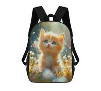 sinyumoney Fluffy Kitten in Flowers Mochila Mochila Informal Para El Día A Día, Para La Escuela, El Trabajo Y Los Viajes Para Hombres, Mujeres Y Adolescentes 17inch
