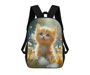 sinyumoney Fluffy Kitten in Flowers Mochila Mochila Informal Para El Día A Día, Para La Escuela, El Trabajo Y Los Viajes Para Hombres, Mujeres Y Adolescentes 17inch