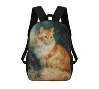 sinyumoney Fluffy Orange Cat Painting Mochila Escolar Impresa En 3D 17inch Mochila Escolar Infantil Mochilas De Viaje Mochila Informal De Moda Para Niños Y Estudiantes