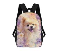 sinyumoney Fluffy Pomeranian in Flowers Mochila De Viaje Para La Universidad, Mochilas Para Adolescentes, Chicas, Chicos, Mujeres Y Hombres 17inch