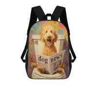 sinyumoney Fluffy Poodle Reading Dog News Mochila Escolar, Bolso Resistente Para Portátil, Ideal Para Acampar, Aventuras Al Aire Libre Y Viajes Diarios 17inch