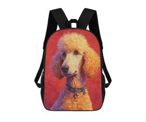 sinyumoney Fluffy Poodle with Red Background Mochilas Escolares Para La Escuela Secundaria, Preparatoria, Universidad Y Viajes Para Hombres, Mujeres Y Adolescentes 17inch