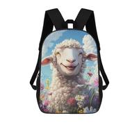 sinyumoney Fluffy Sheep in Flower Field Mochila Escolar De 17 Pulgadas Para Adolescentes, Con Estampado 3D, Ajustable Y Con Bolsillos, Ideal Para Niños, Niñas Y Estudiantes.