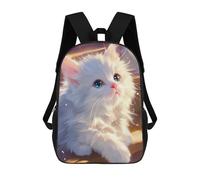 sinyumoney Fluffy White Cat with Blue Eyes Mochila Escolar Infantil De 17 Pulgadas Con Estampado 3D De Películas De Anime Para Niños, Mochila De Viaje, Mochila Escolar Infantil