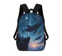 sinyumoney Flying Whales Fantasy Sunset Mochila Escolar Para Niñas Mochila Impermeable Mochila Informal De Día Mochila Ligera Para Niño Y Niña Mochila Escolar 17inch