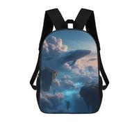sinyumoney Flying Whales over Floating Islands Mochila Escolar Para Niños Con Impresión 3D, Mochila Moderna Para Niños Y Niñas, Mochila Informal Para Estudiantes. 17inch
