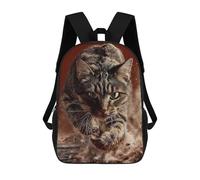 sinyumoney Focused Tabby Cat Leaping Forward Mochila Escolar Impresa En 3D 17inch Mochilas De Moda Para Niños, Mochilas Escolares Para Niños De Primaria Y Secundaria