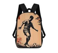sinyumoney Football Player in Japanese Art Mochila Escolar Grande Para Niños - Perfecta Para Viajes, Trabajo Y Uso Diario 17inch