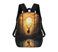 sinyumoney Forest Deer Sunset Mochila Escolar Para Niñas Y Niños, Mochilas De Gran Capacidad, Mochilas Ligeras Para Niños Y Estudiantes 17inch